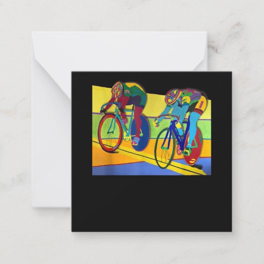 自転車レースサ イクリング好き女性スプリントフィニッシュ ノートカード (正面)