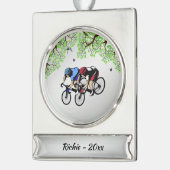 自転車レースパーソナル シルバープレートバナーオーナメント (左)