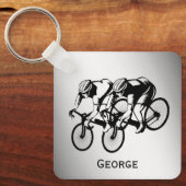 自転車レース シルバー パーソナル キーホルダー (正面)