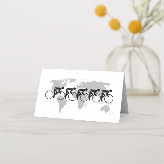 自転車レースNo 3 Black On White プレイスカード (正面)