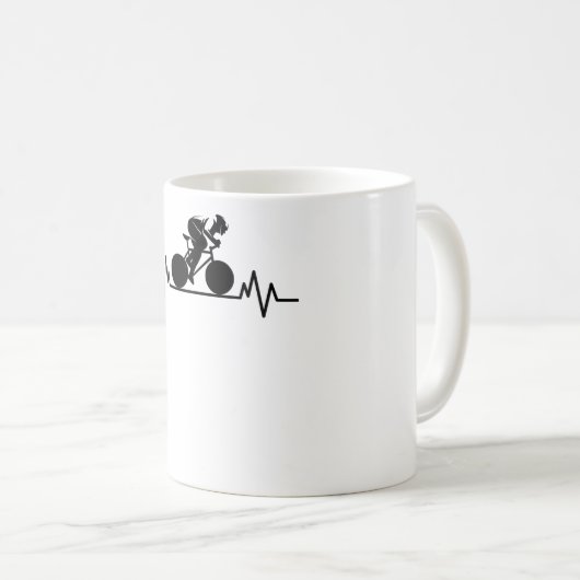 自転車ロードバイクハートビートデザイン自転車ギフト コーヒーマグカップ (正面右)