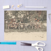 自転車ヴィンテージアンティークオールドレッドベージュ素朴 薄葉紙 (クラフト)
