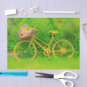 自転車ヴィンテージカントリーイエローグリーン素朴 薄葉紙 (クラフト)