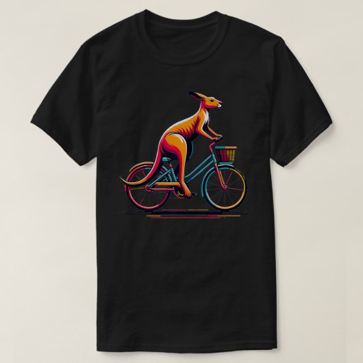 自転車乗りサイクリストKangarooオーストラリア動物 Tシャツ (デザイン正面)