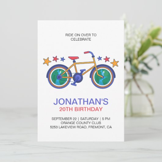 自転車乗り用ハッピーバースデーカスタマイズ 招待状 (スタンド正面)