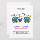 自転車乗り用ハッピーバースデーカスタマイズ 招待状 (正面/裏面)