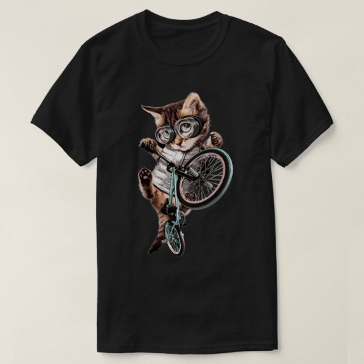 自転車付き猫 Tシャツ (デザイン正面)