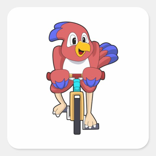 自転車付き鳥 スクエアシール (正面)