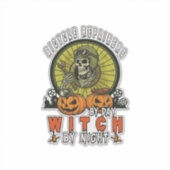 自転車修理屋の魔女のドクロ+レンチ・カボチャのハロウィン シール (正面)