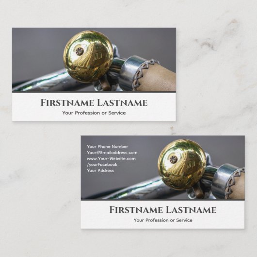 自転車修理店用の光沢のある金色の自転車のベル 名刺 (正面/裏面)