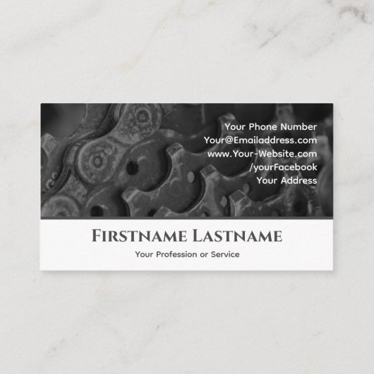 自転車修理店用メタルバイクピニオンギア 名刺 (裏面)