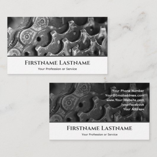 自転車修理店用メタルバイクピニオンギア 名刺 (正面/裏面)