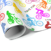 自転車前向き乗りカラフル機の模様 ラッピングペーパー (ロールコーナー)