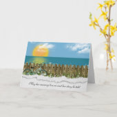 自転車及びフェンス悔やみや弔慰 カード (黄色い花)