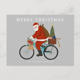 自転車図解入りの、写真付きのに乗るサンタカスタムー シーズンポストカード