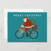 自転車図解入りの、写真付きのに乗るサンタカスタムー シーズンポストカード (正面/裏面)