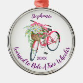 自転車学の記念に乗る メタルオーナメント (正面)
