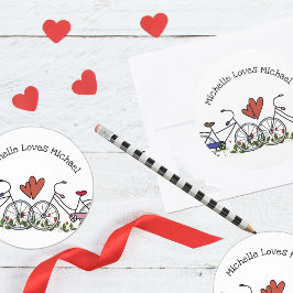 自転車愛好家バレンタイン ラウンドシール