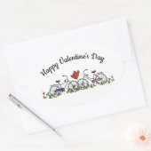 自転車愛好家バレンタイン 楕円形シール (封筒)