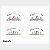 自転車愛好家バレンタイン 楕円形シール (シート)