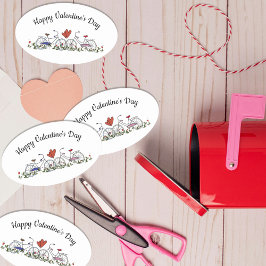 自転車愛好家バレンタイン 楕円形シール