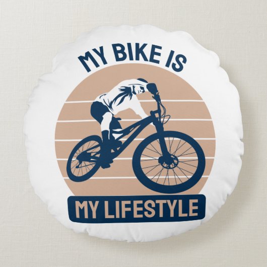 自転車愛好家 - 自転車は私のライフスタイルです ラウンドクッション (正面)