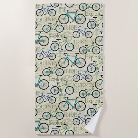 自転車旅行ブルービーチタオル ビーチタオル (正面)