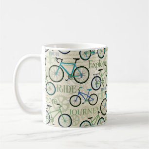 自転車旅行ブルー コーヒーマグカップ