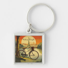 自転車旅行ポスター、パリのカスタマイズ可能 キーホルダー