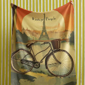 自転車旅行ポスター、パリのカスタマイズ可能 シェルパブランケット