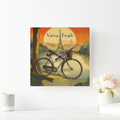 自転車旅行ポスター、パリのカスタマイズ可能 スクエア壁時計 (ホーム)