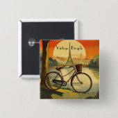 自転車旅行ポスター、パリのカスタマイズ可能 缶バッジ (正面&裏面)