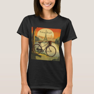 自転車旅行ポスター、パリのカスタマイズ可能 Tシャツ