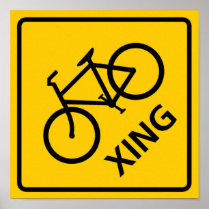 自転車横断道路標識 ポスター