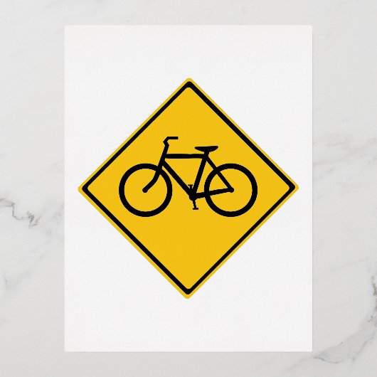 自転車注意標識 箔シーズンポストカード (正面)