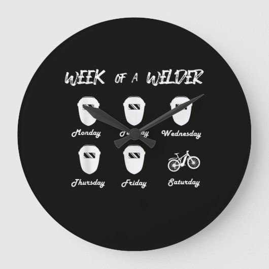 自転車溶接機の週のサイクリングロックスミス溶接 ラージ壁時計 (正面)