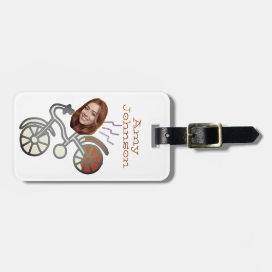 自転車漫画おもしろい顔写真名荷物タグ ラゲッジタグ (正面横)