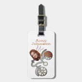 自転車漫画おもしろい顔写真名荷物タグ ラゲッジタグ (正面縦)