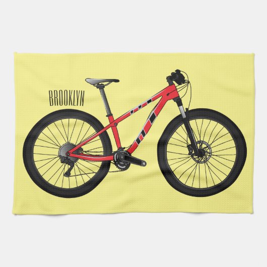 自転車漫画イラストレーション キッチンタオル (横)