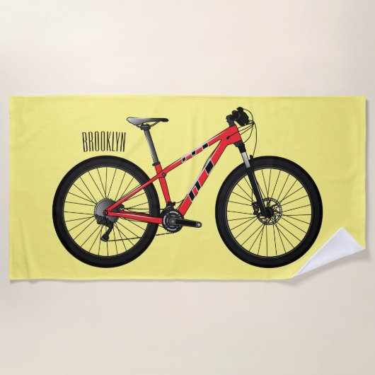 自転車漫画イラストレーション ビーチタオル (正面)
