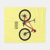 自転車漫画イラストレーション フリースブランケット (正面(横))