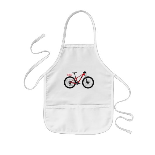 自転車漫画イラストレーション 子供用エプロン (正面)