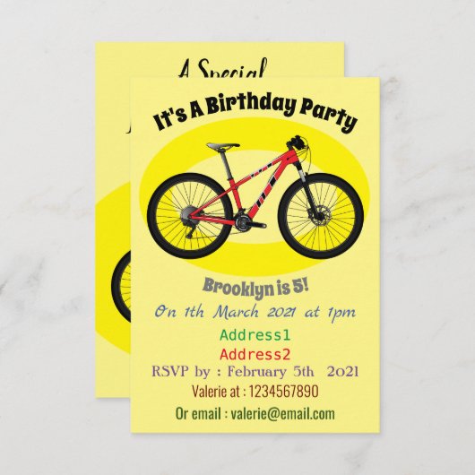 自転車漫画イラストレーション 招待状 (正面/裏面)