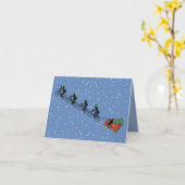 自転車牽引型ソリ折りグリーティングカード カード (黄色い花)