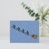 自転車牽引型ソリ折りグリーティングカード ポストカード (スタンド正面)