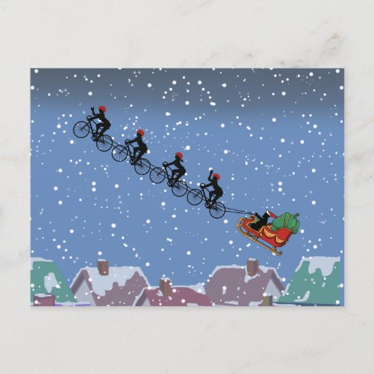 自転車牽引型ソリ折りグリーティングカード ポストカード (正面)