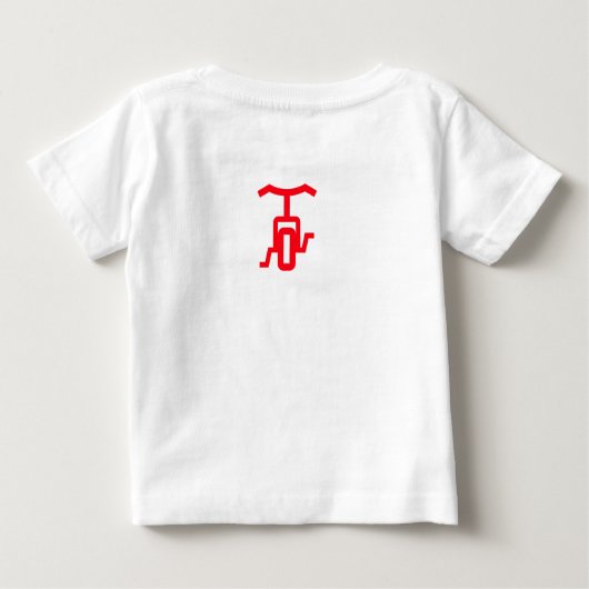 自転車用ヘルメットのペダル付き漫画 ベビーTシャツ (裏面)