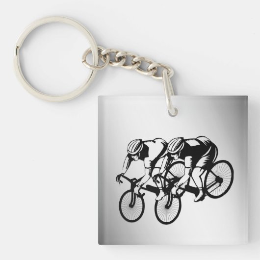 自転車用レースシルバー キーホルダー (正面)