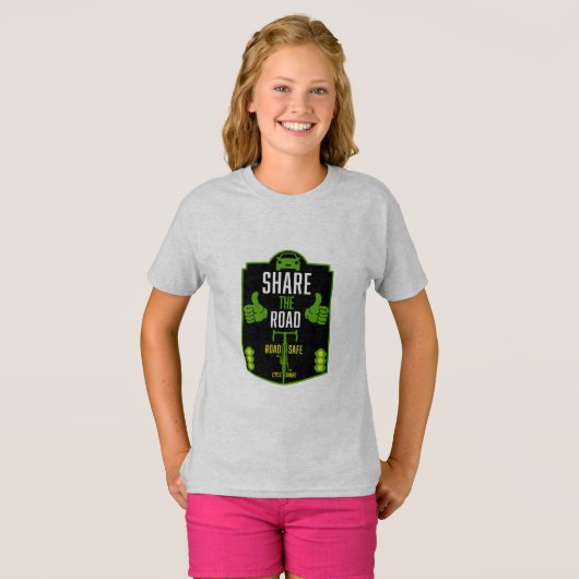 自転車用道路の安全性 Tシャツ (正面フル)