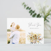 自転車素朴ひまわり水結婚色の写真 サンキューカード (スタンド正面)